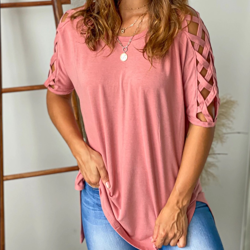 Mauve Top with Strappy Details